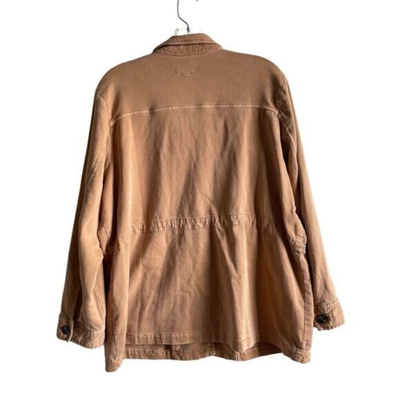 J. Jill Utility Jacket‎ Petite Large Drawstring Waist Pockets Brown - Picture 5 of 8